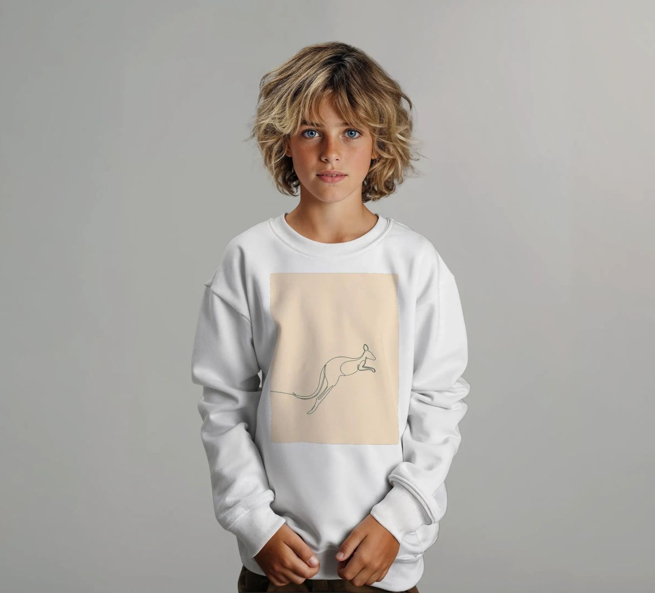 Canguro che salta Line Art minimalista felpa bambino da Viv Line Art
