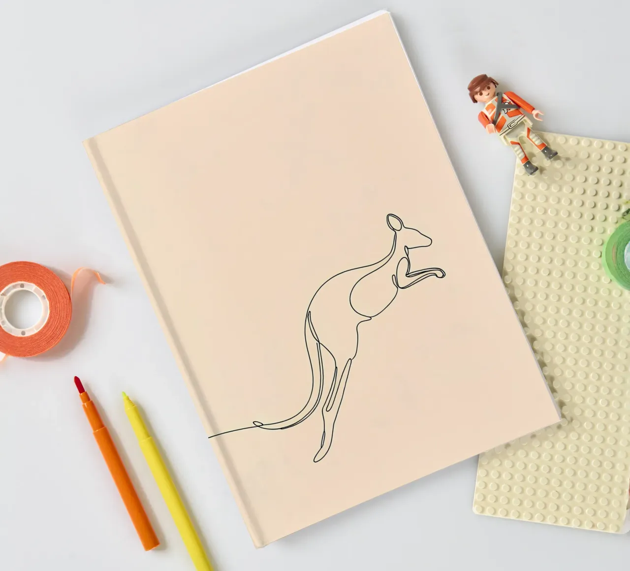 Kangaroo Jumping Minimalist Line Art notebook by Viv Line Art
