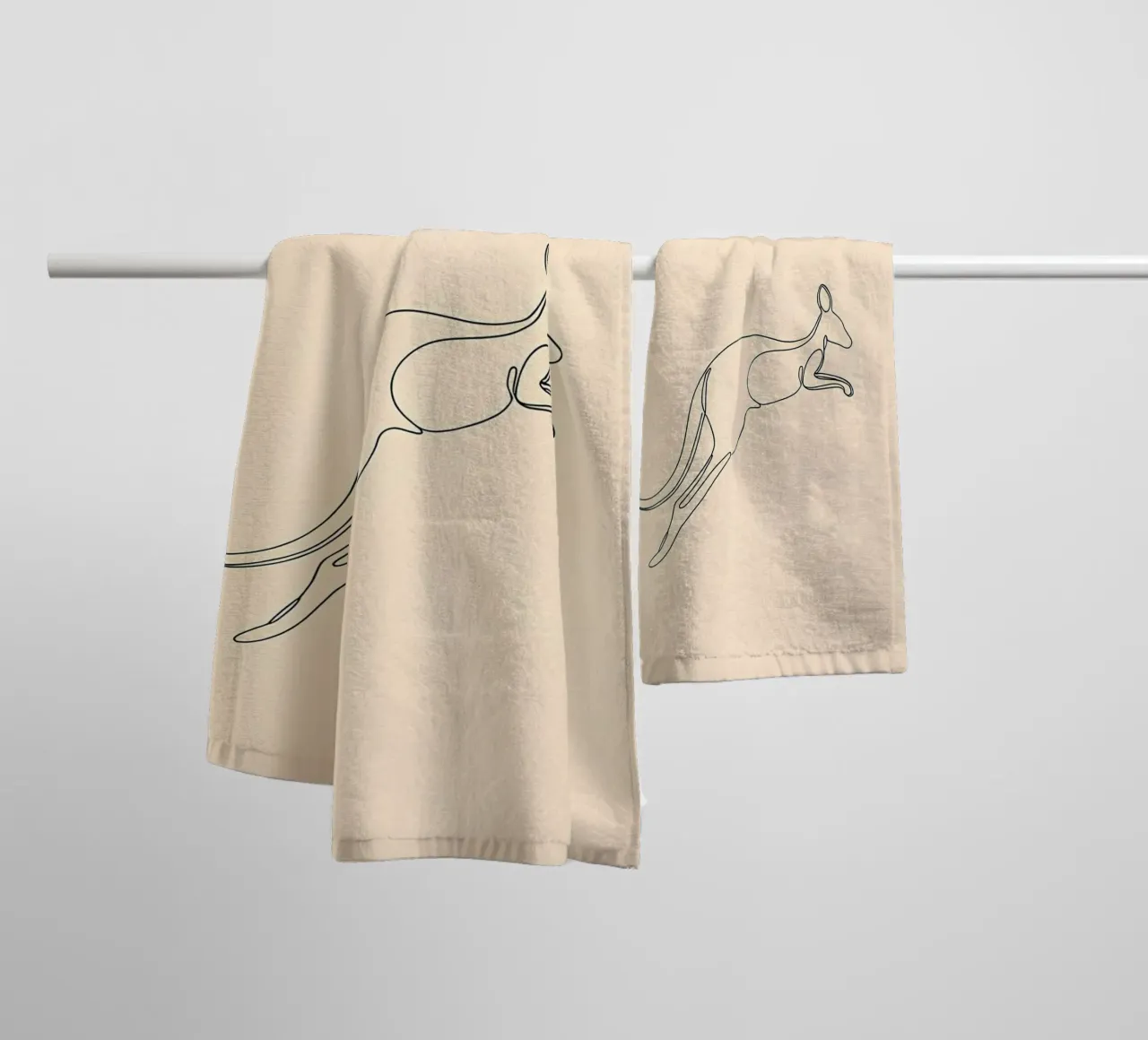 Kangaroo Jumping Minimalist Line Art towel by Viv Line Art