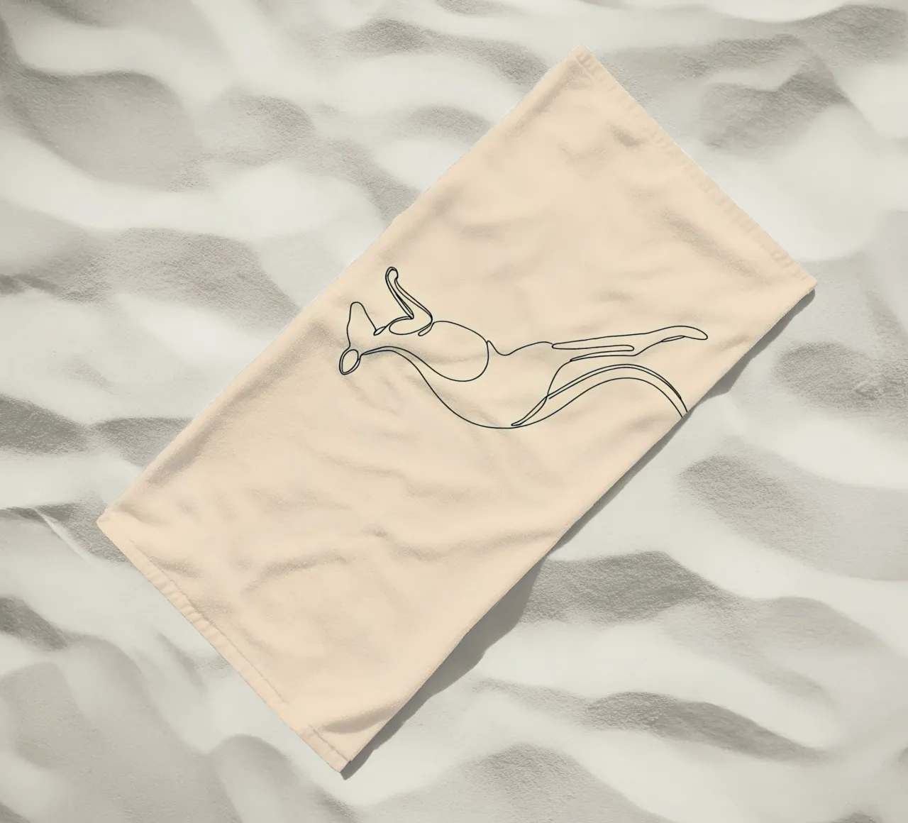 Kangaroo Jumping Minimalist Line Art beach towel by Viv Line Art