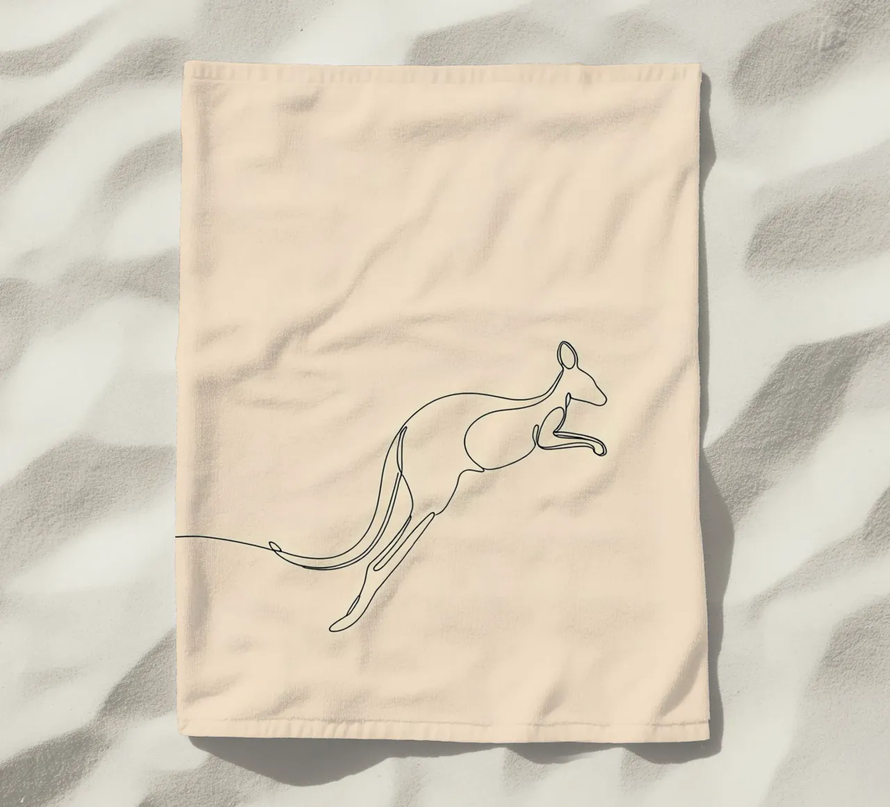 Kangaroo Jumping Minimalist Line Art beach towel by Viv Line Art