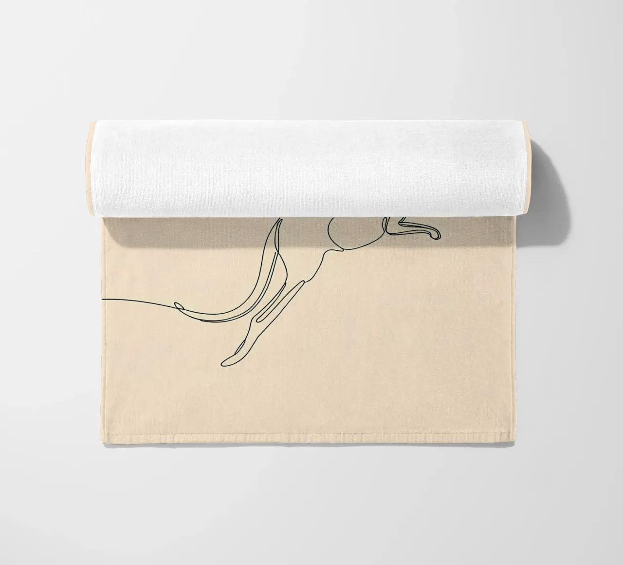 Kangaroo Jumping Minimalist Line Art beach towel by Viv Line Art