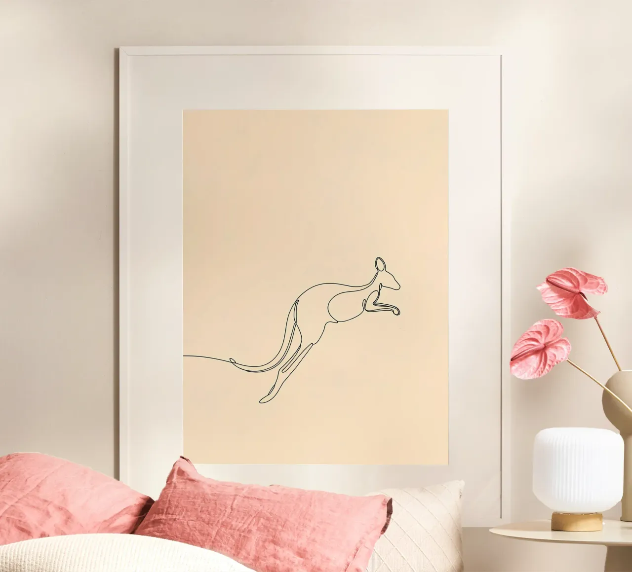 Kangaroo Jumping Minimalist Line Art hahnemühle by Viv Line Art