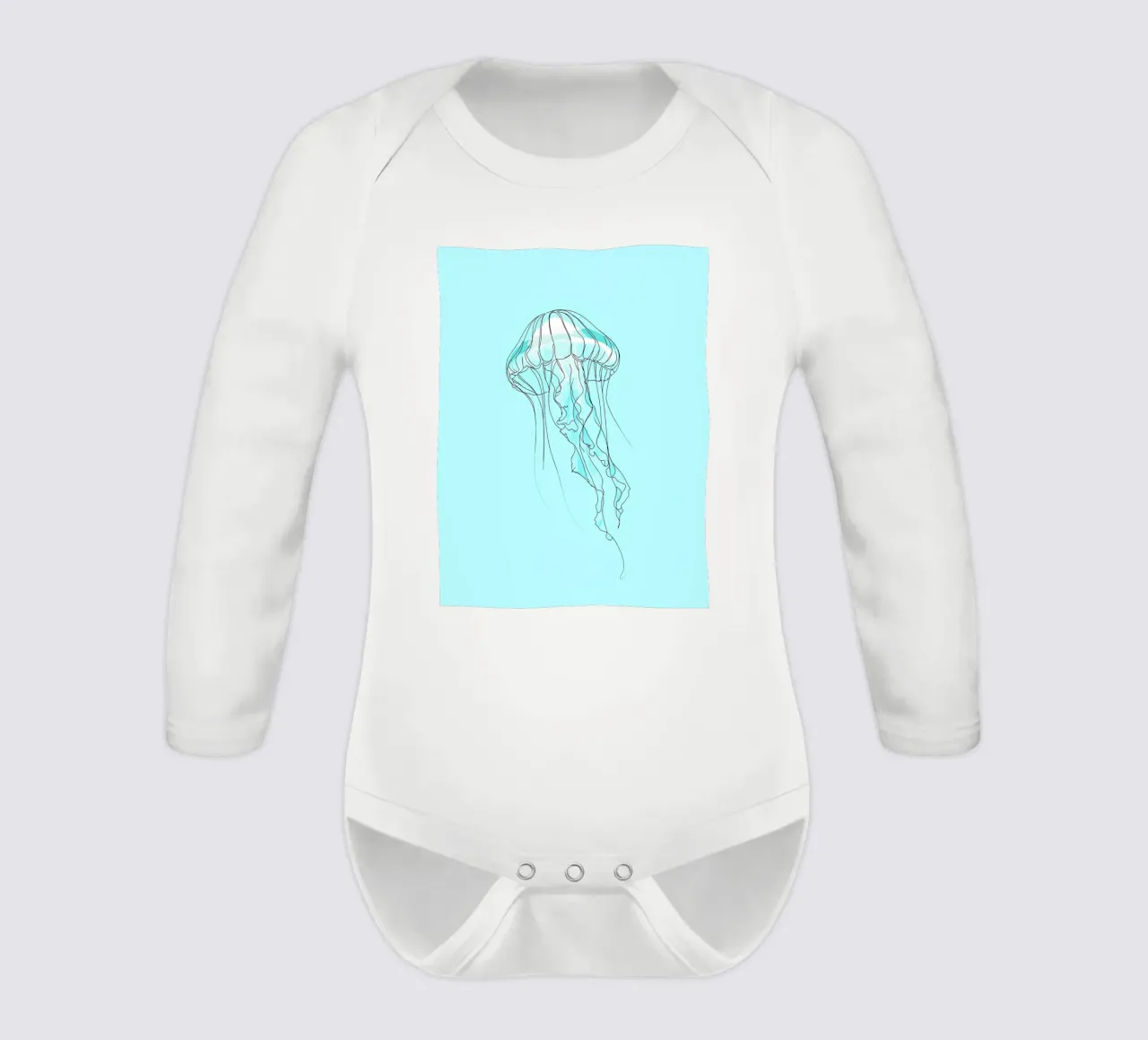 Jellyfish Minimalist Line Art long-sleeve baby romper by Viv Line Art