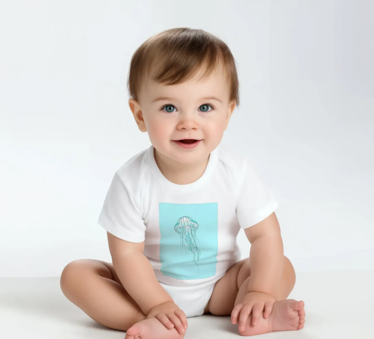 Jellyfish Minimalist Line Art short-sleeve baby romper by Viv Line Art