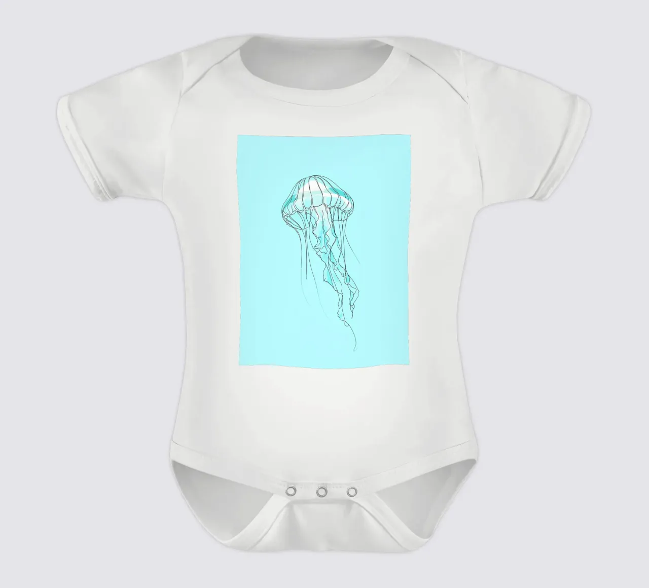 Jellyfish Minimalist Line Art short-sleeve baby romper by Viv Line Art
