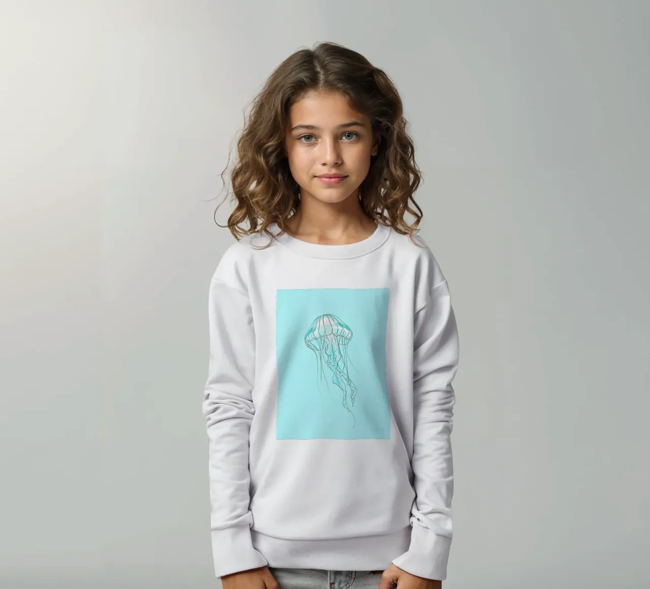 Jellyfish Minimalist Line Art kids sweatshirt by Viv Line Art