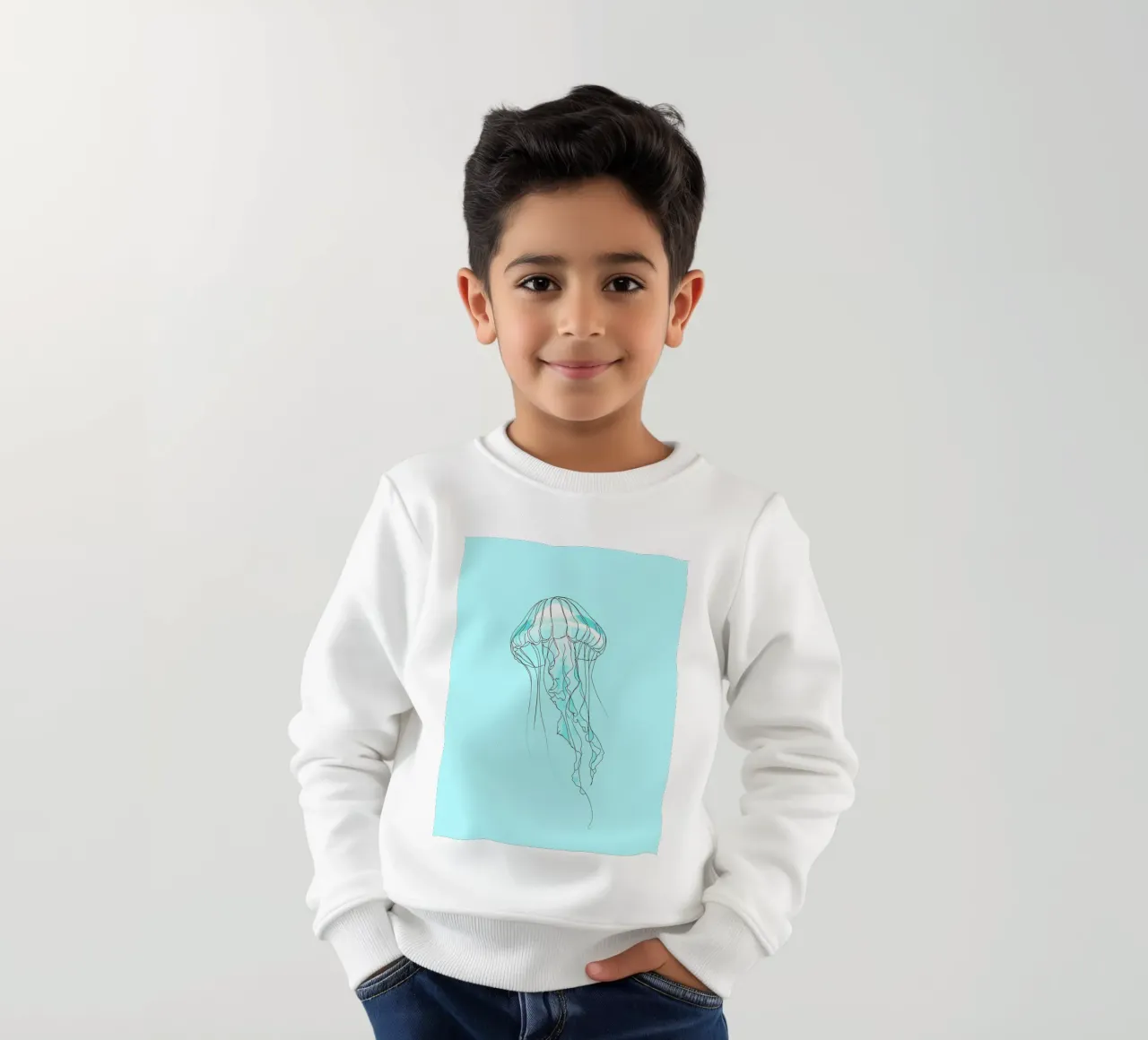 Jellyfish Minimalist Line Art kids sweatshirt by Viv Line Art