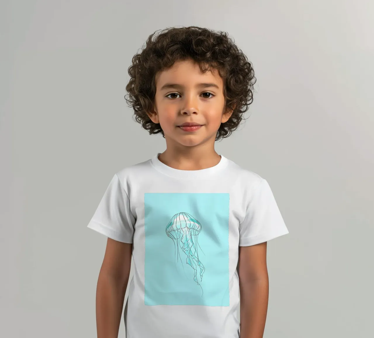 Jellyfish Minimalist Line Art kids t-shirt by Viv Line Art