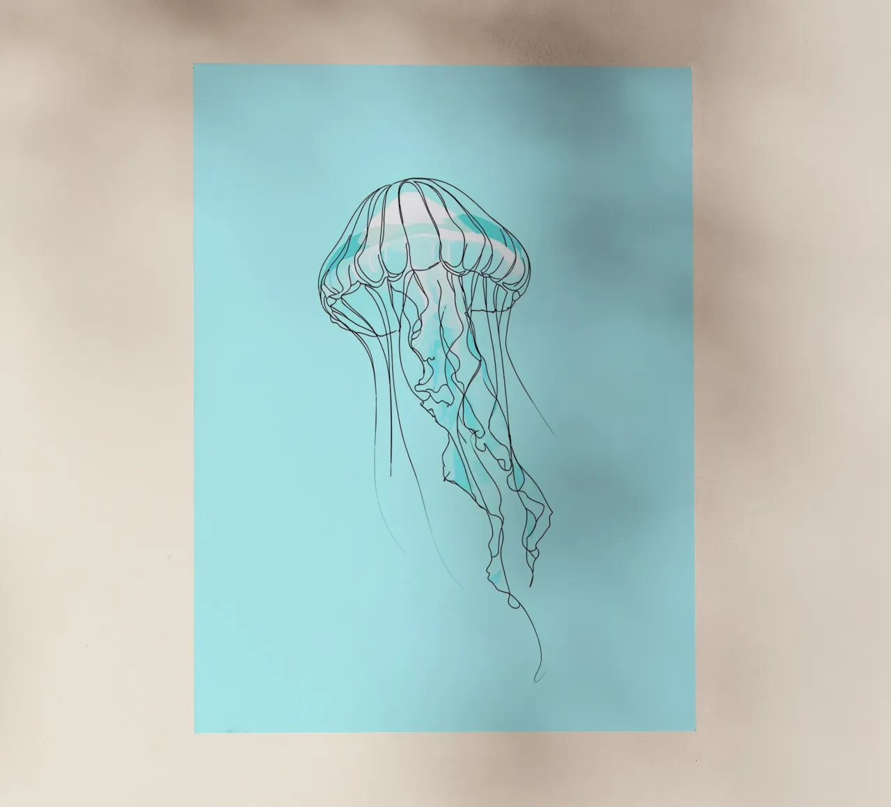 Jellyfish Minimalist Line Art backlit film by Viv Line Art