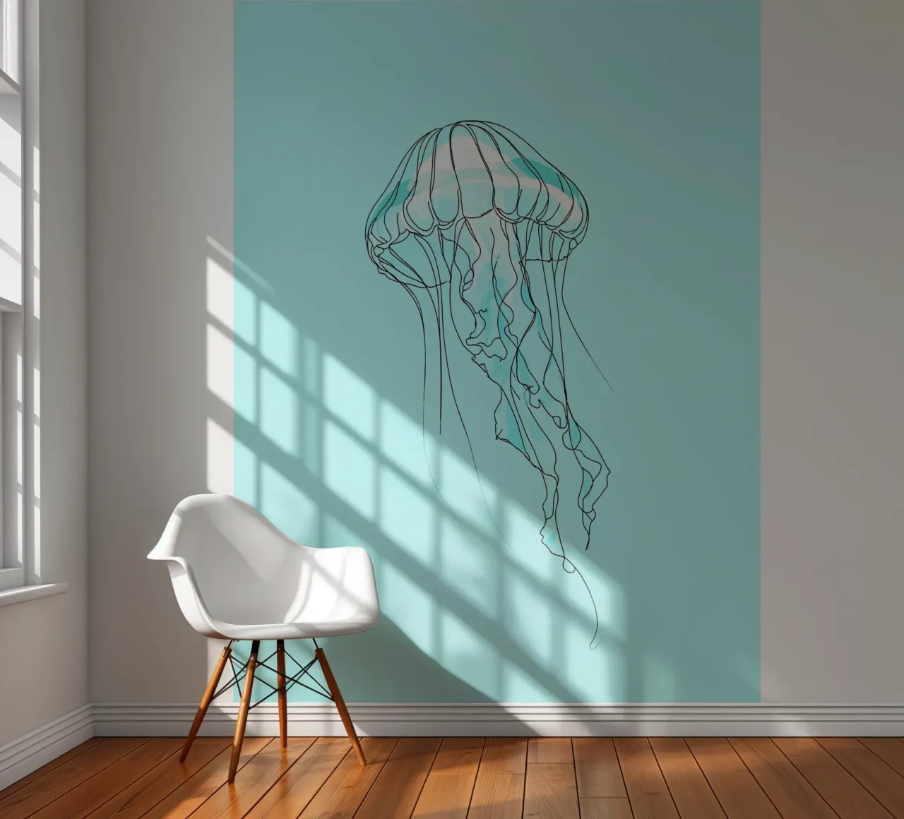 Jellyfish Minimalist Line Art photo wallpaper by Viv Line Art