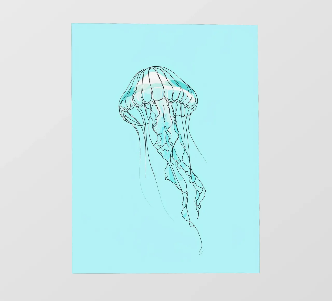 Jellyfish Minimalist Line Art photo wallpaper by Viv Line Art