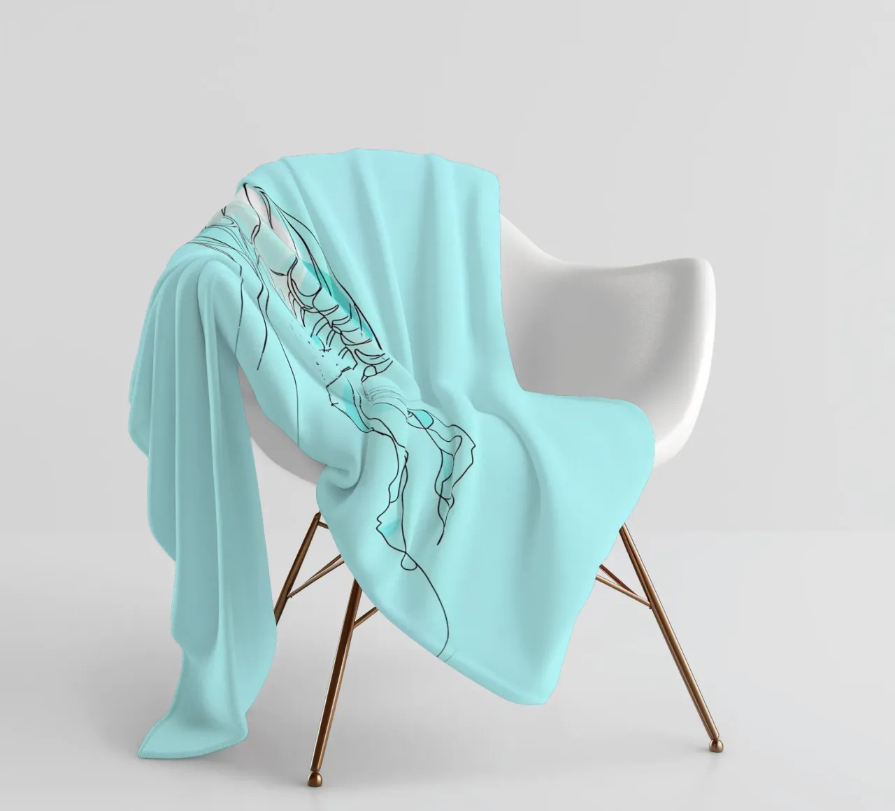 Jellyfish Minimalist Line Art fleece blanket by Viv Line Art