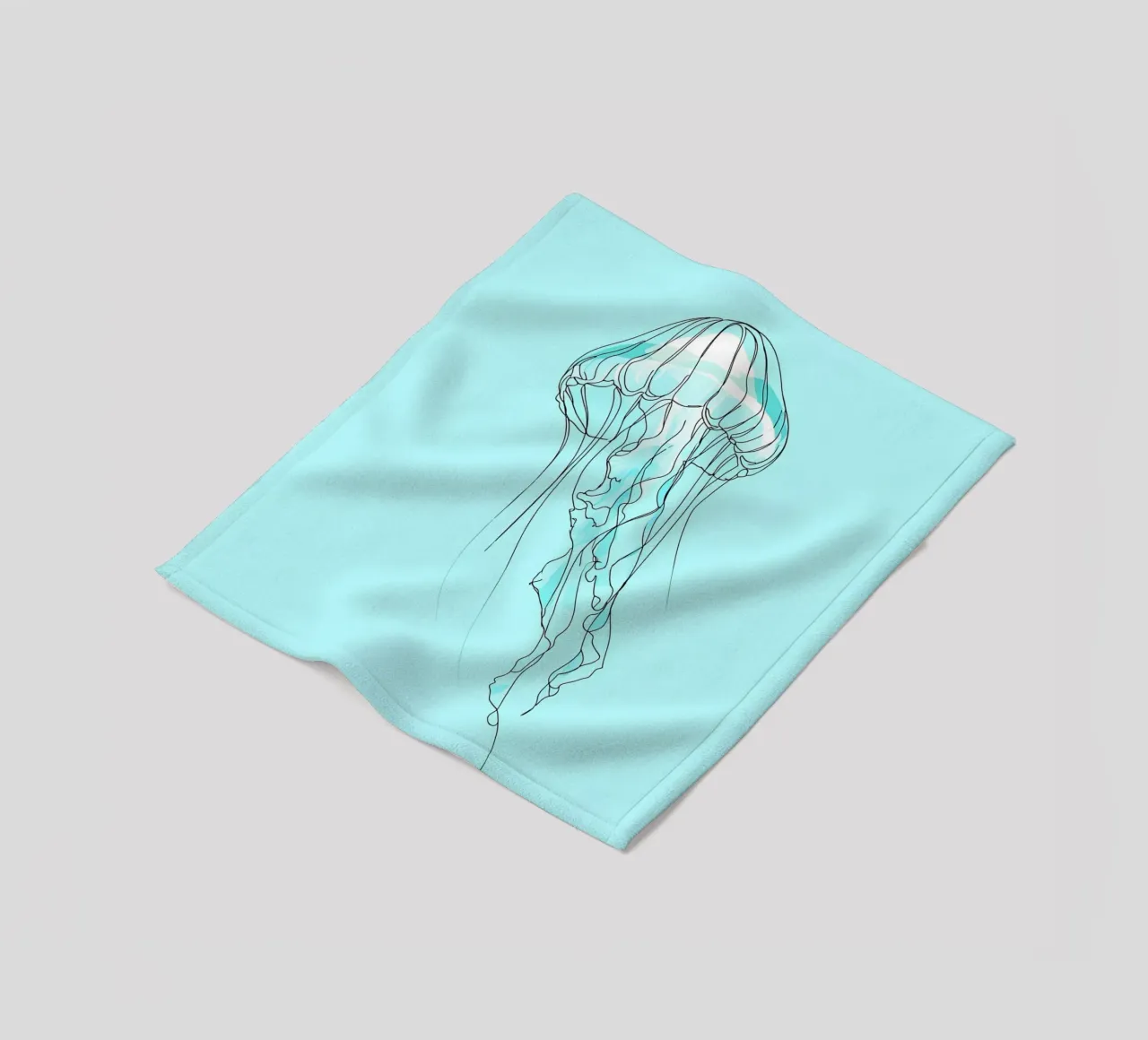 Jellyfish Minimalist Line Art fleece blanket by Viv Line Art