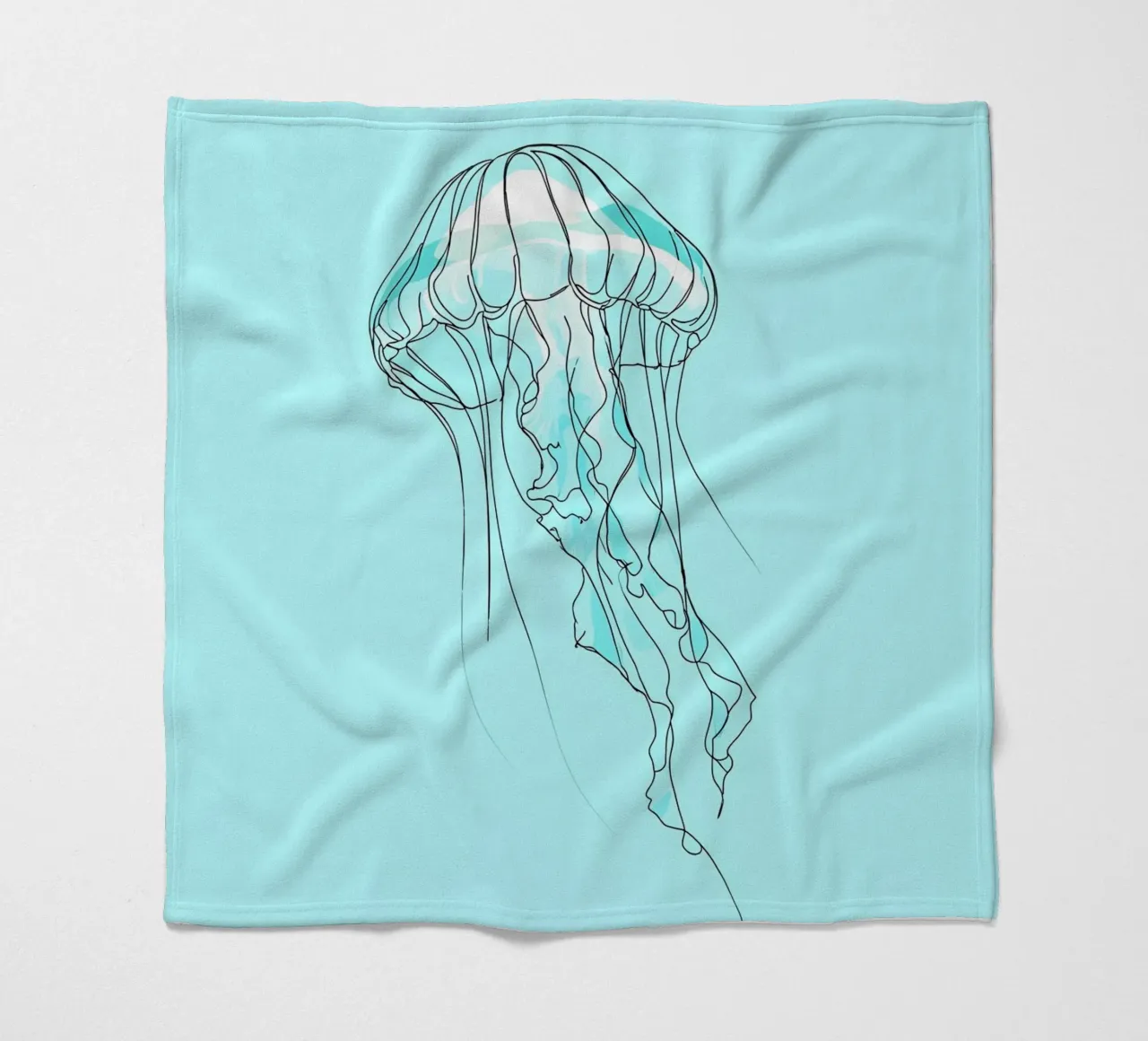 Jellyfish Minimalist Line Art fleece blanket by Viv Line Art