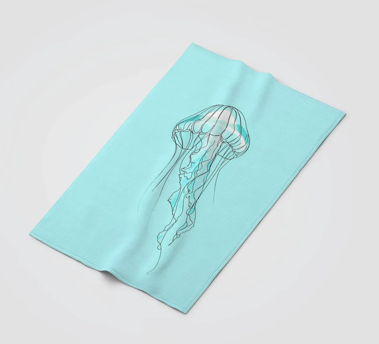 Jellyfish Minimalist Line Art fleece blanket by Viv Line Art
