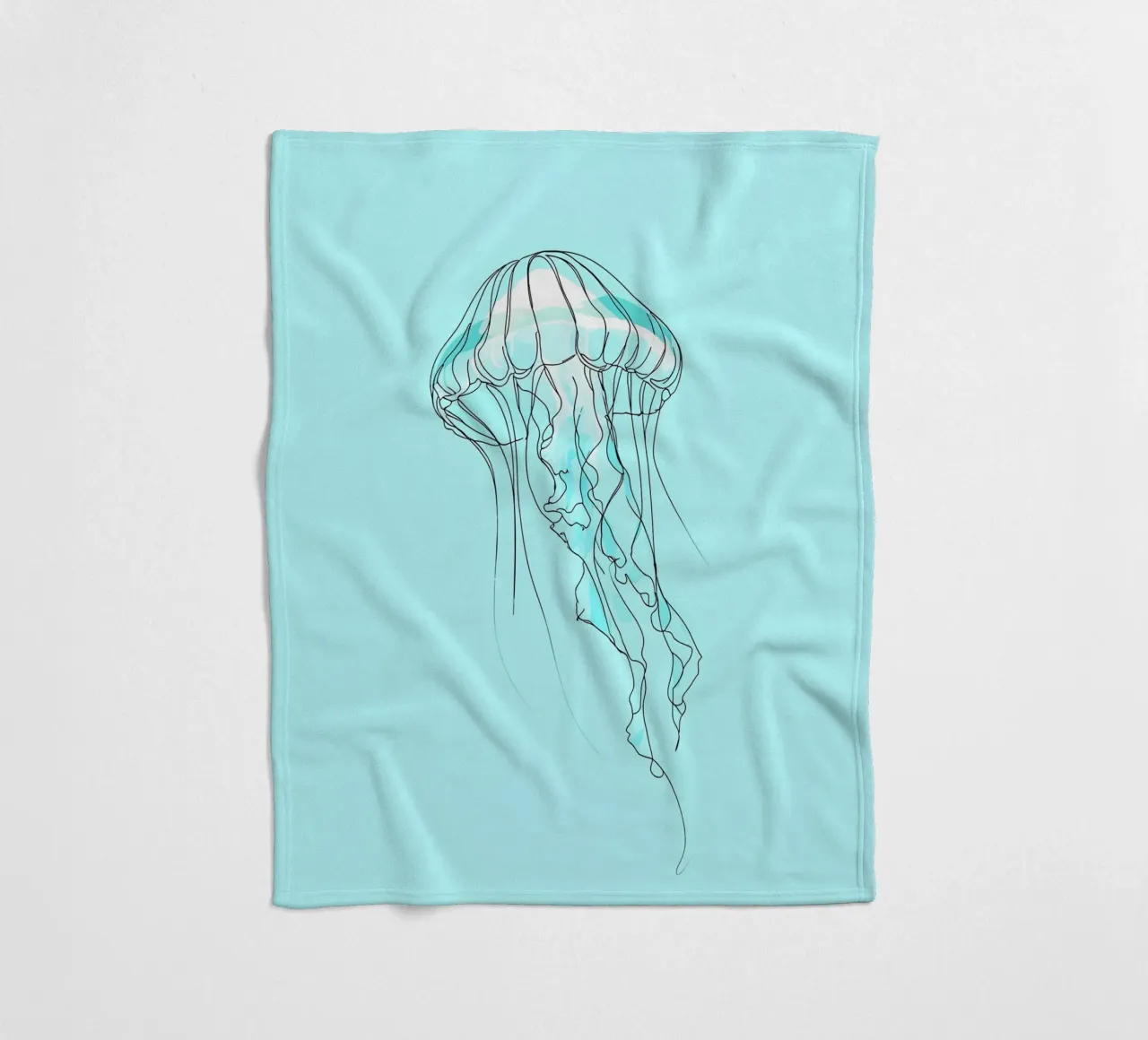 Jellyfish Minimalist Line Art fleece blanket by Viv Line Art
