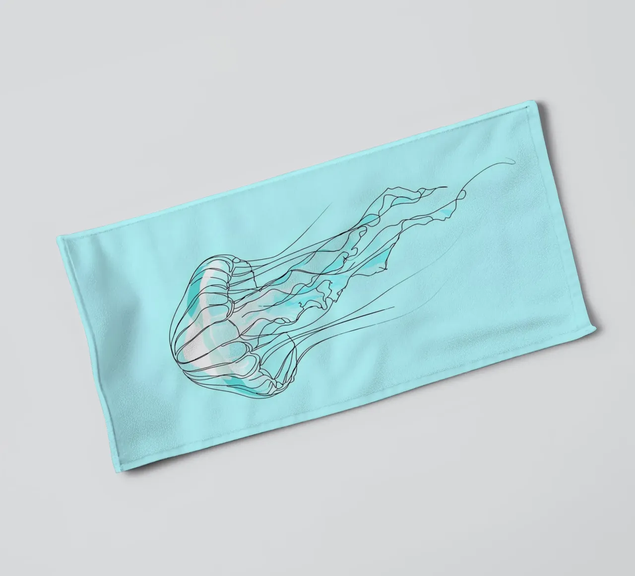 Jellyfish Minimalist Line Art towel by Viv Line Art