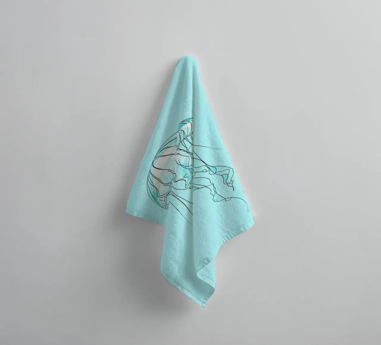 Jellyfish Minimalist Line Art towel by Viv Line Art