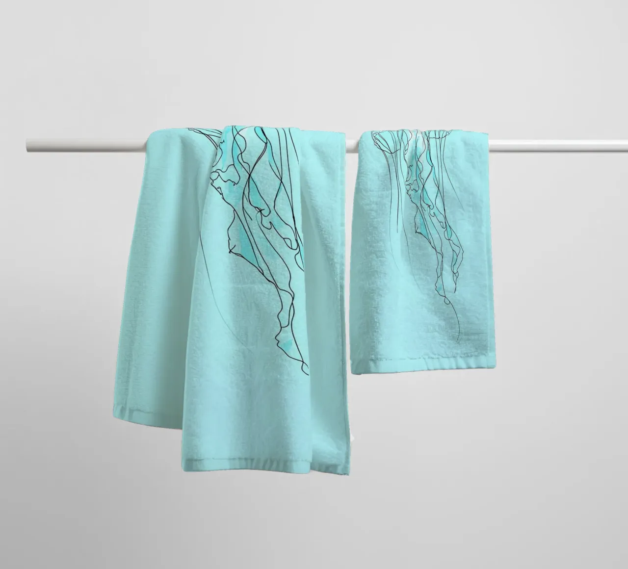 Jellyfish Minimalist Line Art towel by Viv Line Art