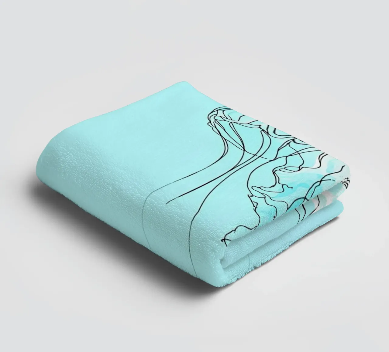 Jellyfish Minimalist Line Art towel by Viv Line Art