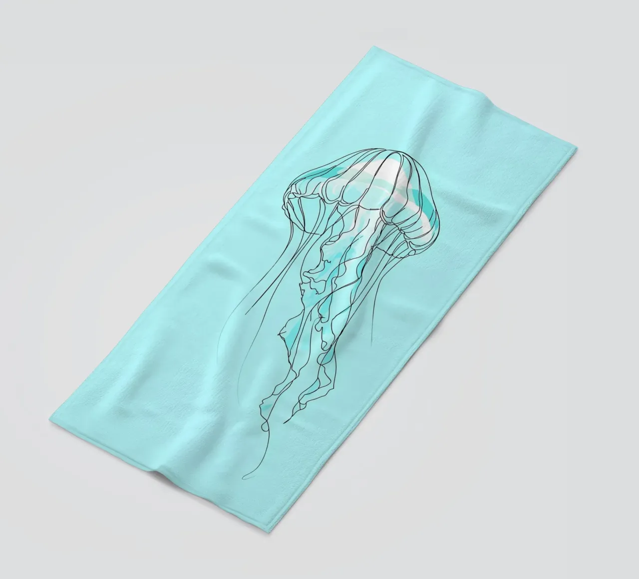 Jellyfish Minimalist Line Art beach towel by Viv Line Art