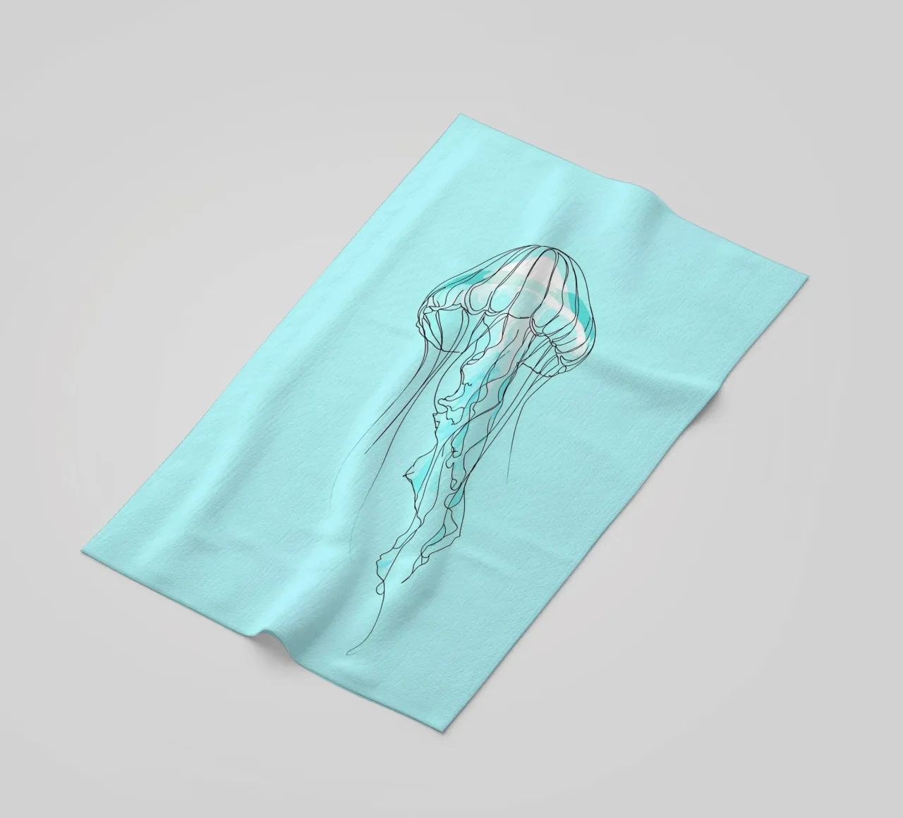 Jellyfish Minimalist Line Art beach towel by Viv Line Art