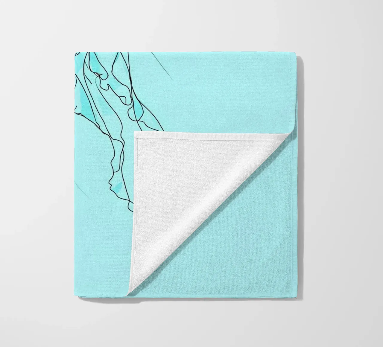 Jellyfish Minimalist Line Art beach towel by Viv Line Art
