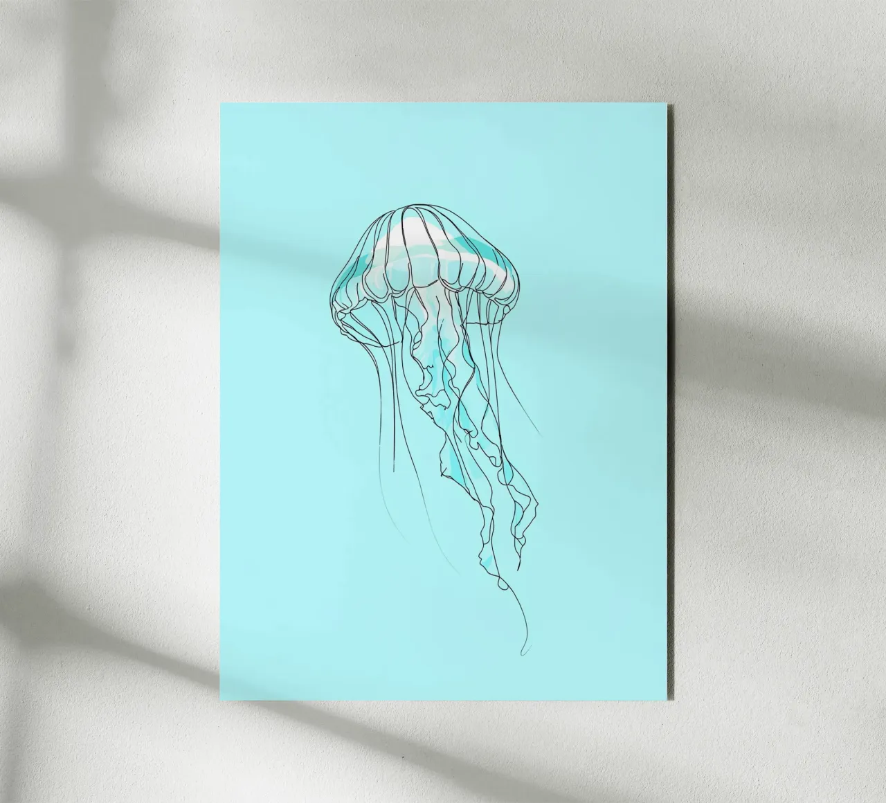 Jellyfish Minimalist Line Art alu-dibond by Viv Line Art