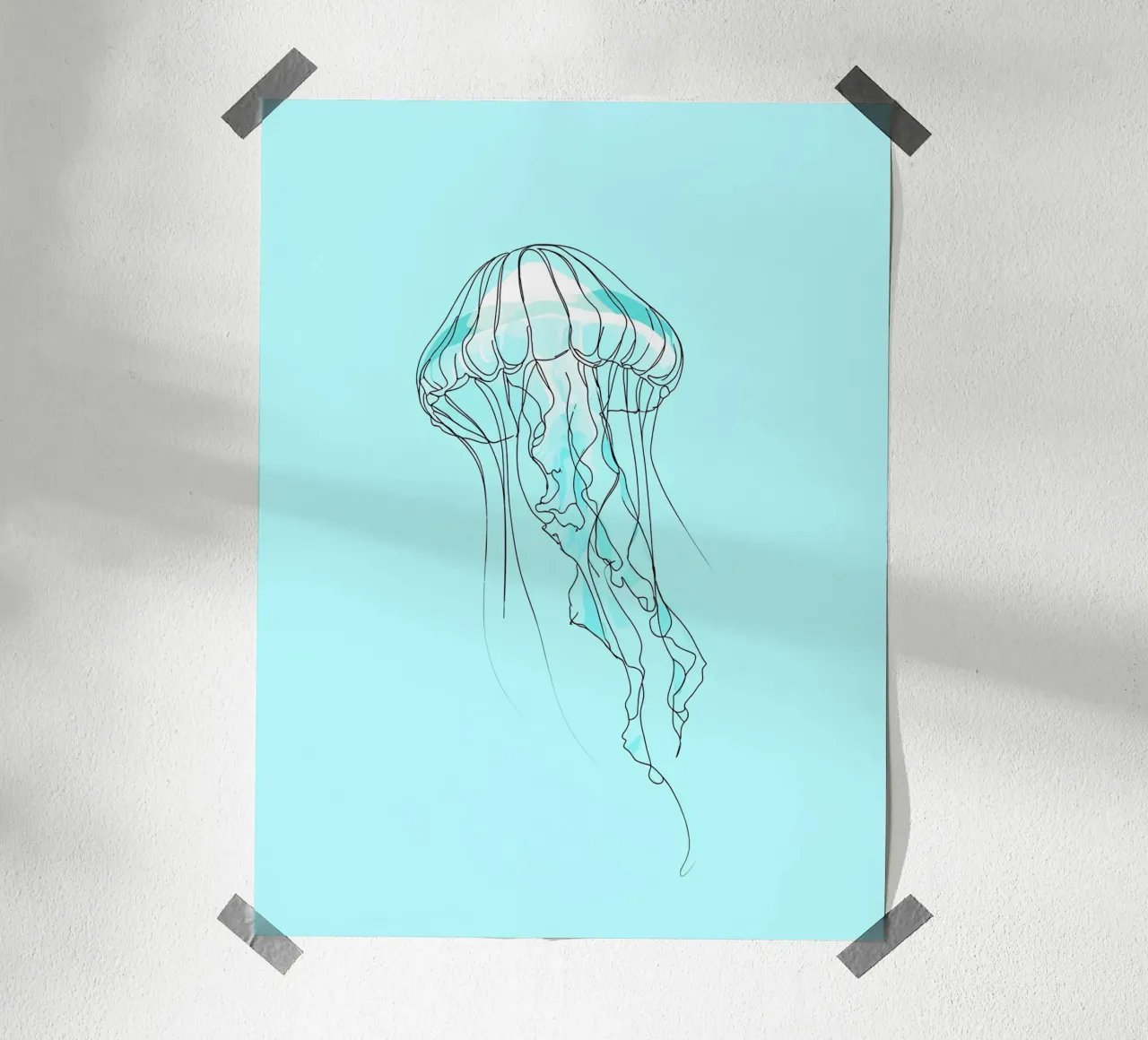 Jellyfish Minimalist Line Art hahnemühle by Viv Line Art