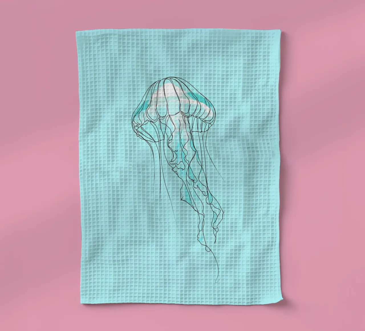 Jellyfish Minimalist Line Art tea towel by Viv Line Art