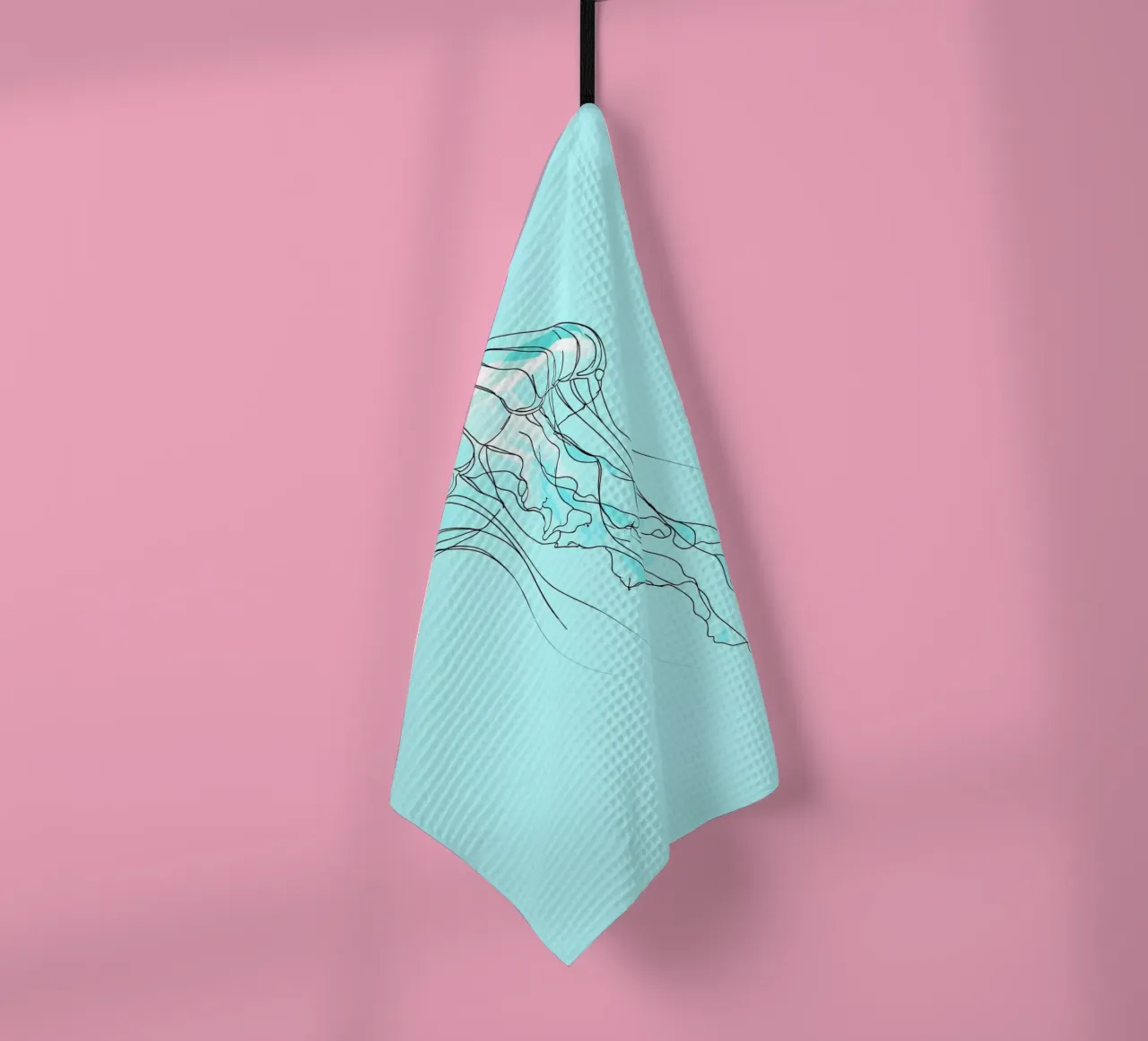 Jellyfish Minimalist Line Art tea towel by Viv Line Art