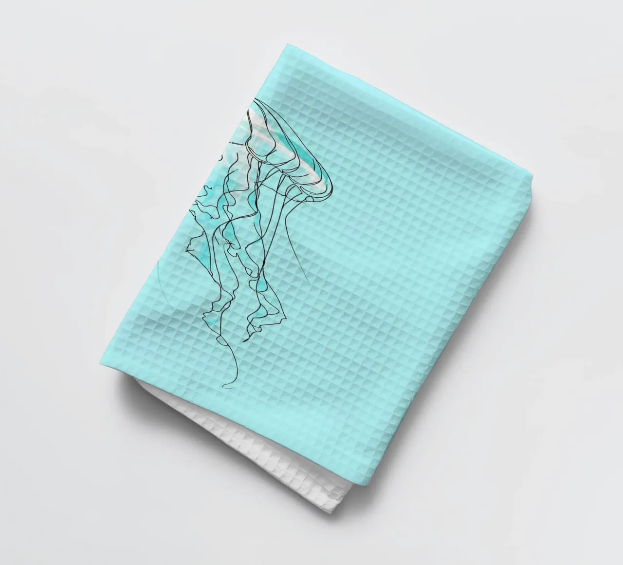Jellyfish Minimalist Line Art tea towel by Viv Line Art