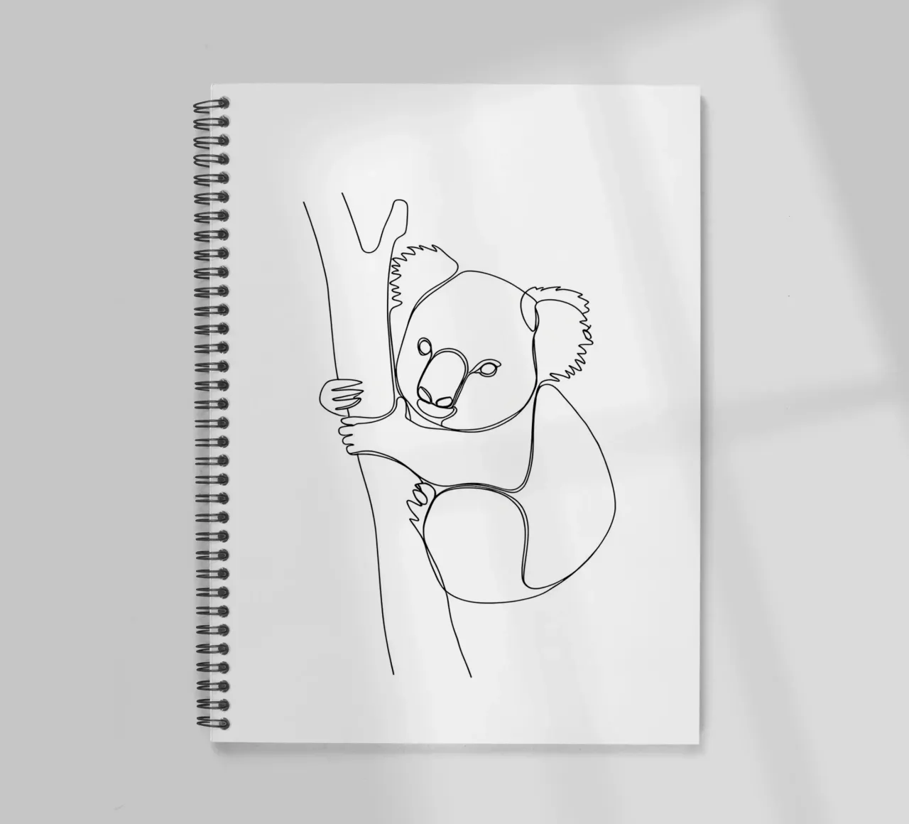 Koala on Tree Minimalist Line Art spiral notebook by Viv Line Art