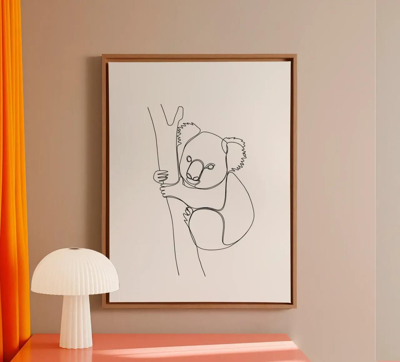 Koala on Tree Minimalist Line Art canvas by Viv Line Art