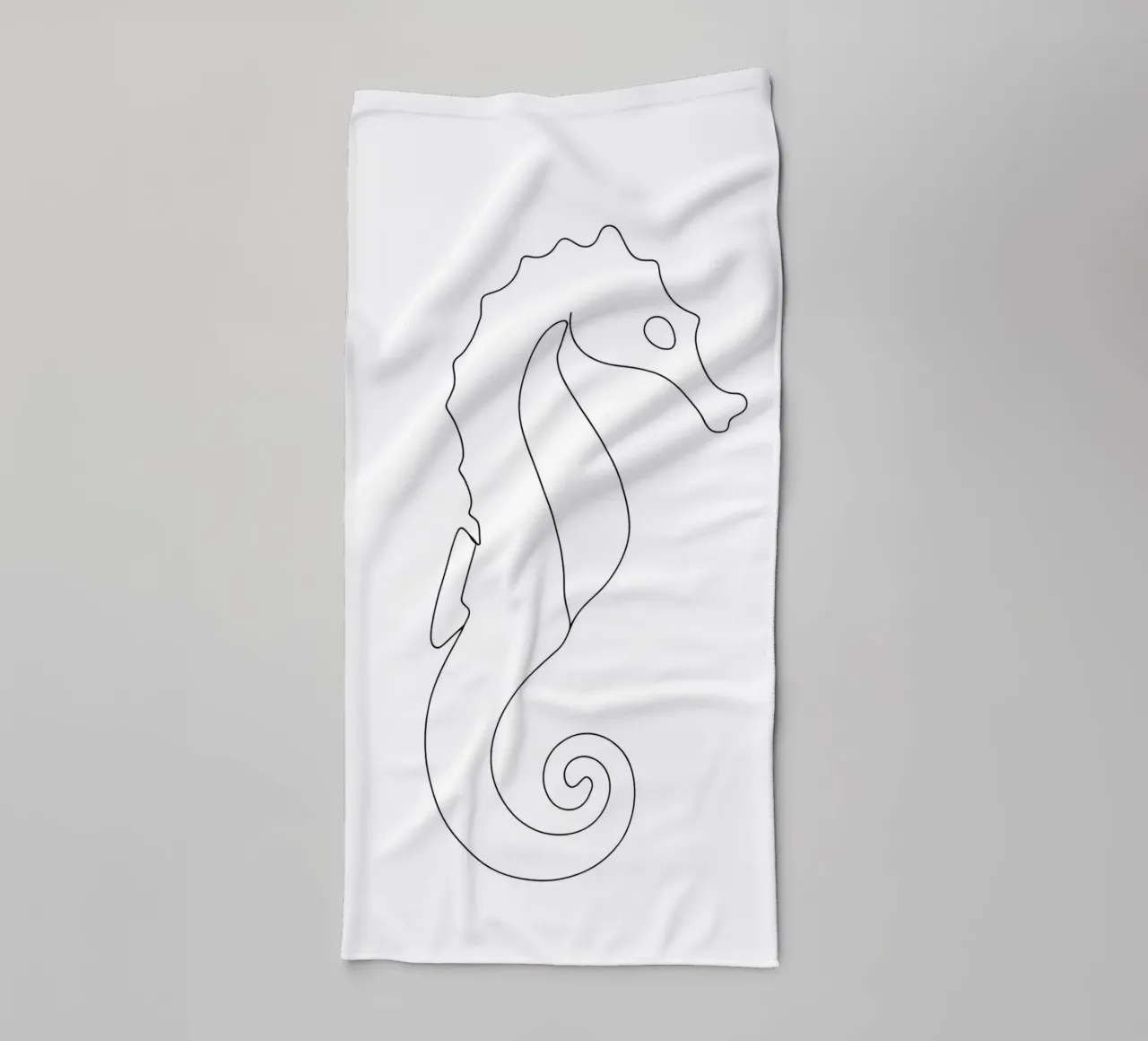 Hippocampe - Dessin au trait minimaliste serviette de bain de Viv Line Art