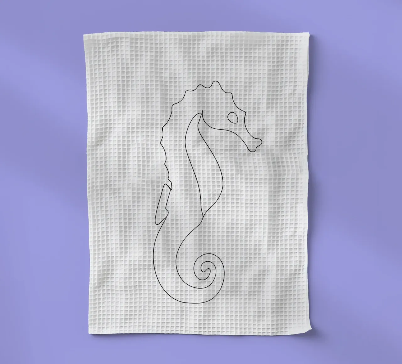 Hippocampe - Dessin au trait minimaliste torchon de Viv Line Art