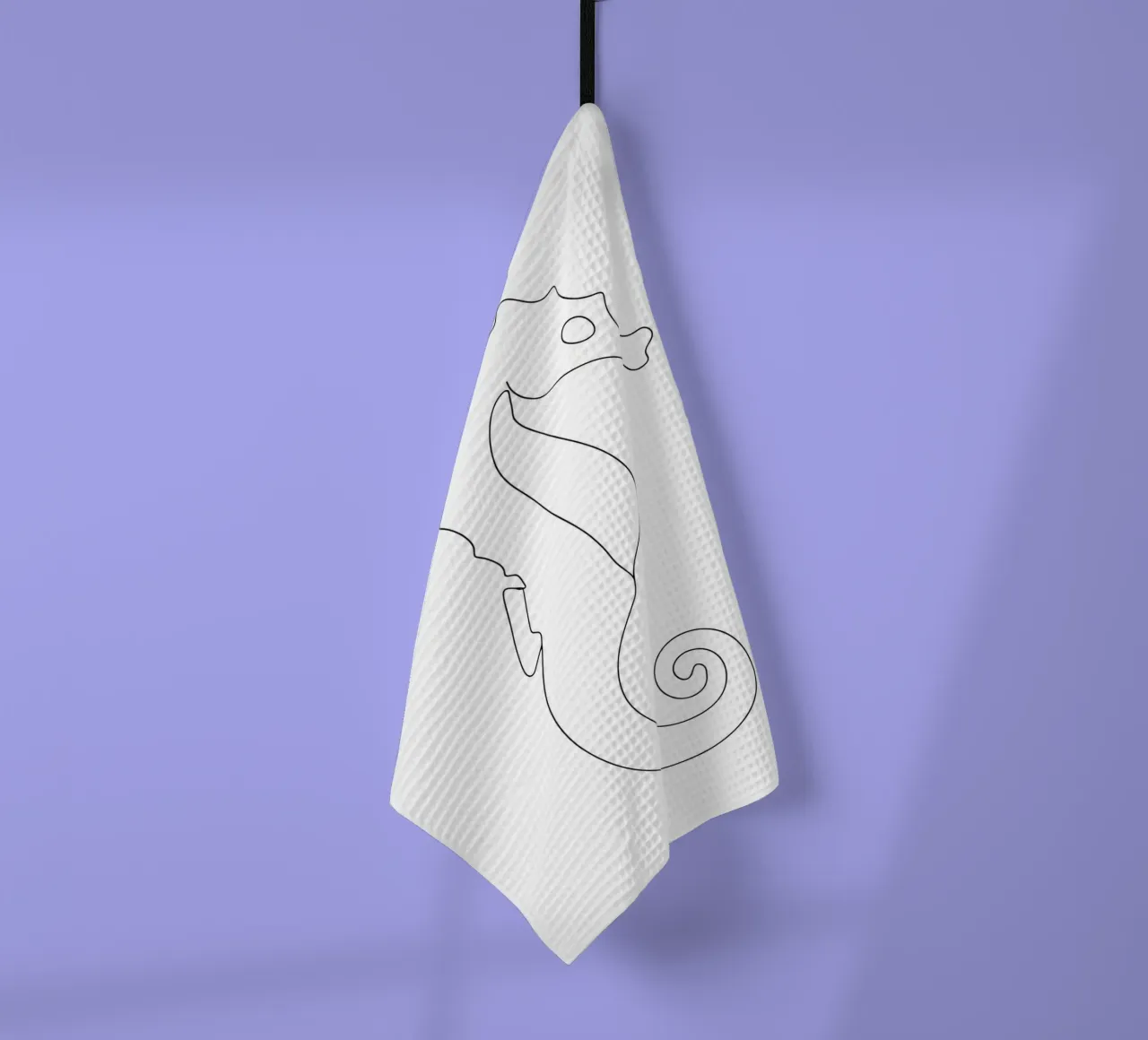 Hippocampe - Dessin au trait minimaliste torchon de Viv Line Art