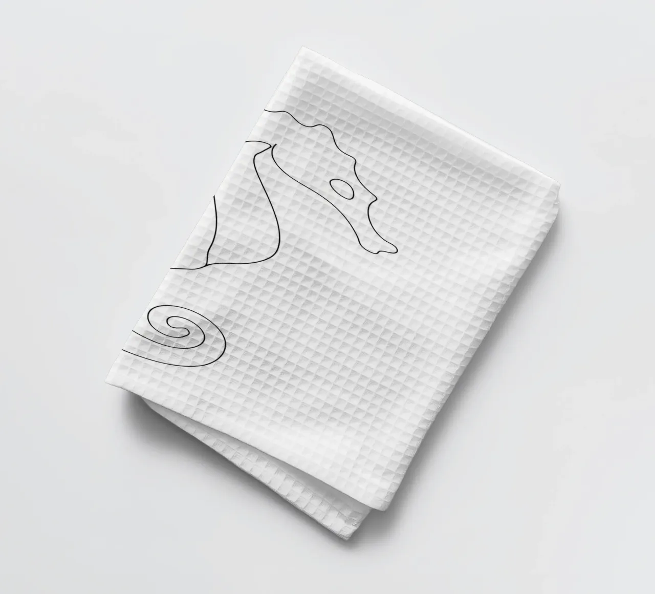 Hippocampe - Dessin au trait minimaliste torchon de Viv Line Art