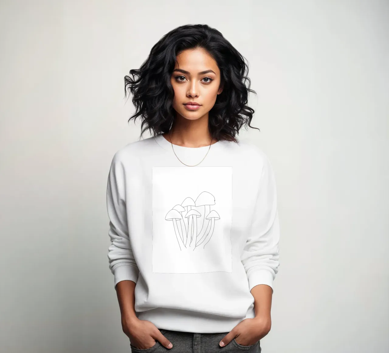 Funghi Line Art minimalista felpa da Viv Line Art