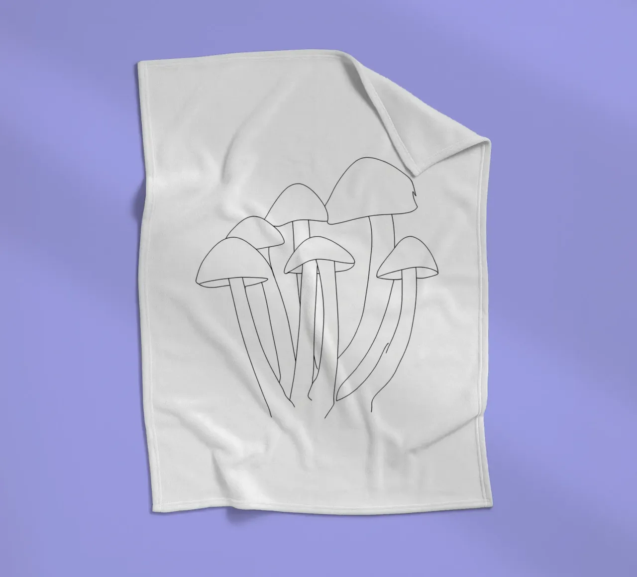 Funghi Line Art minimalista coperta in pile da Viv Line Art