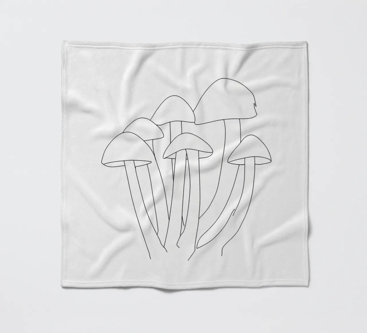 Funghi Line Art minimalista coperta in pile da Viv Line Art