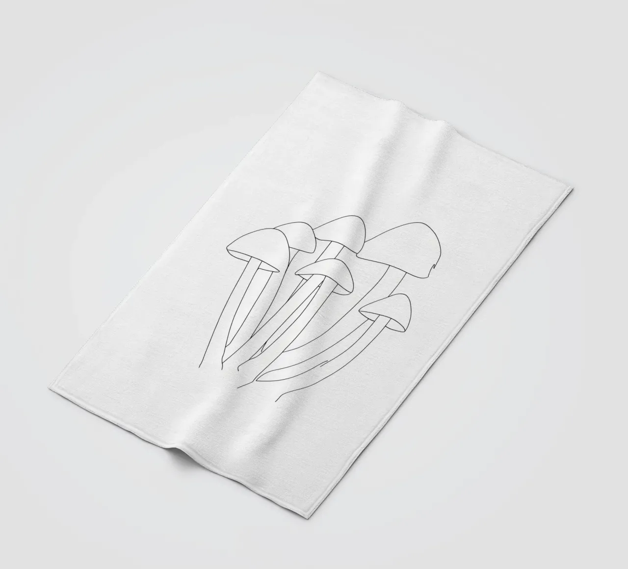 Funghi Line Art minimalista coperta in pile da Viv Line Art