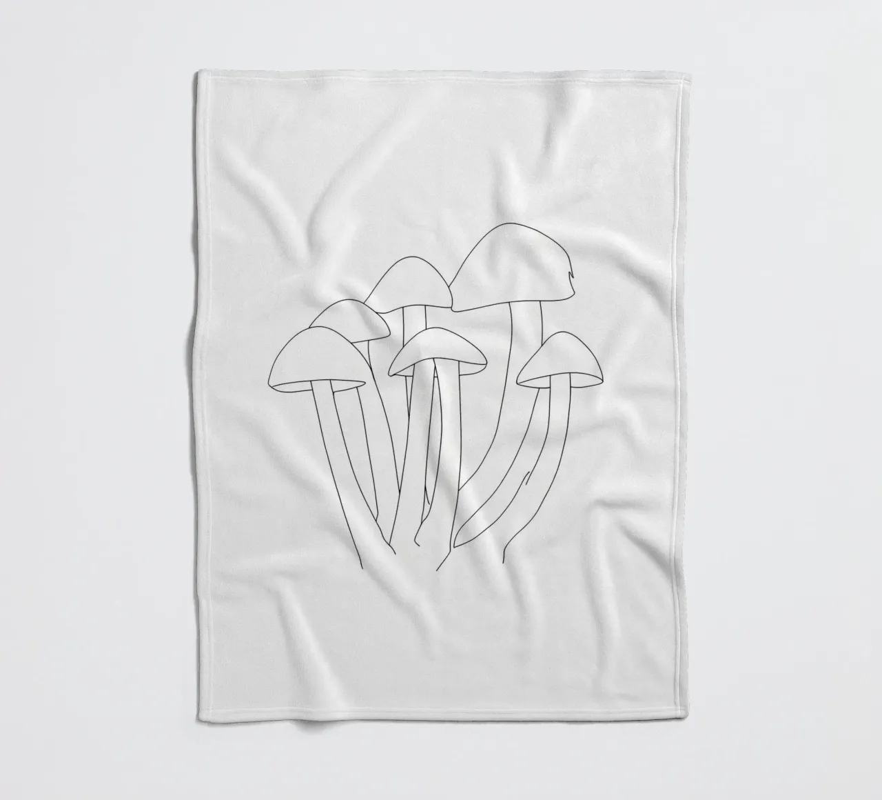 Funghi Line Art minimalista coperta in pile da Viv Line Art
