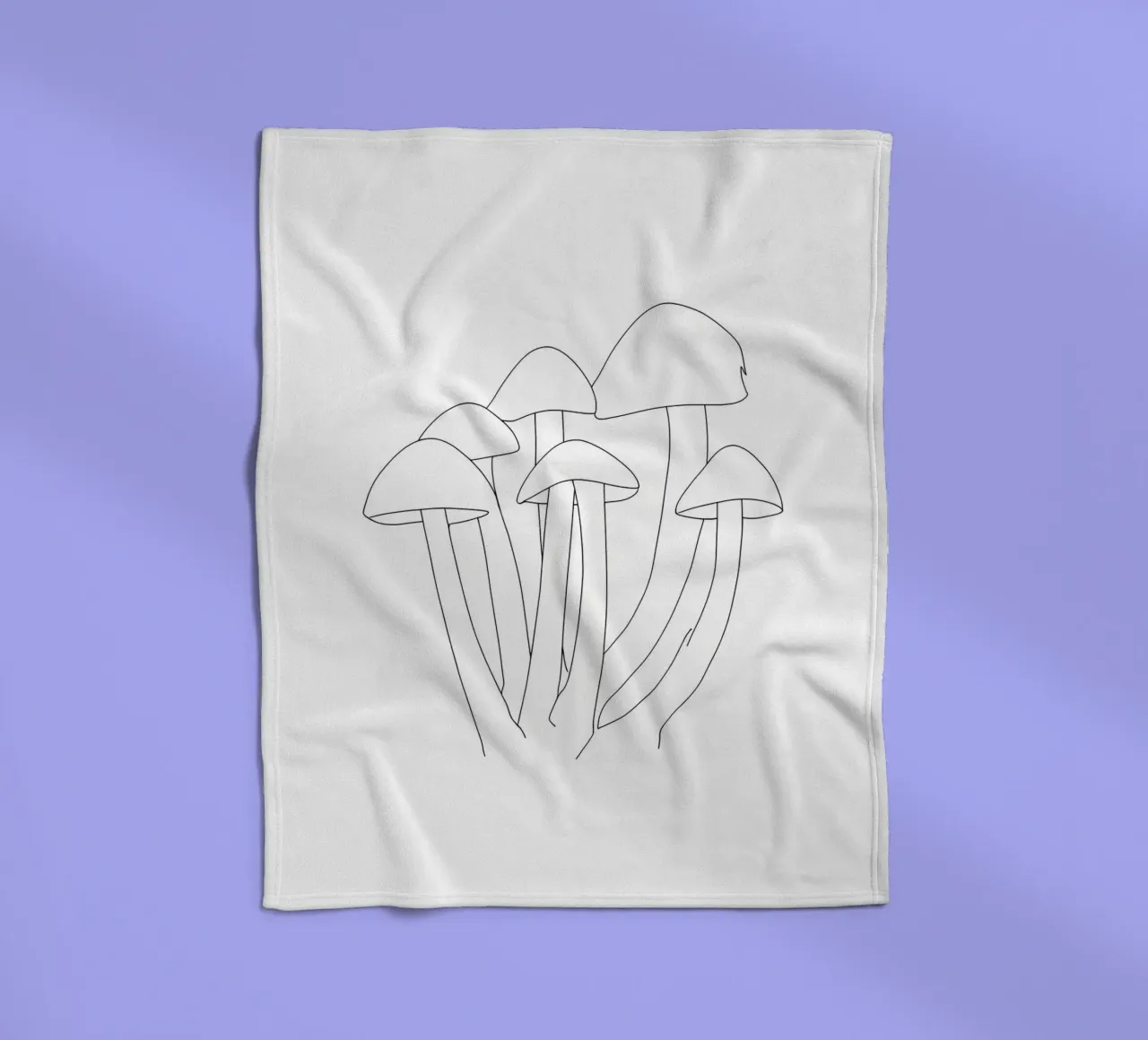Funghi Line Art minimalista coperta in pile da Viv Line Art