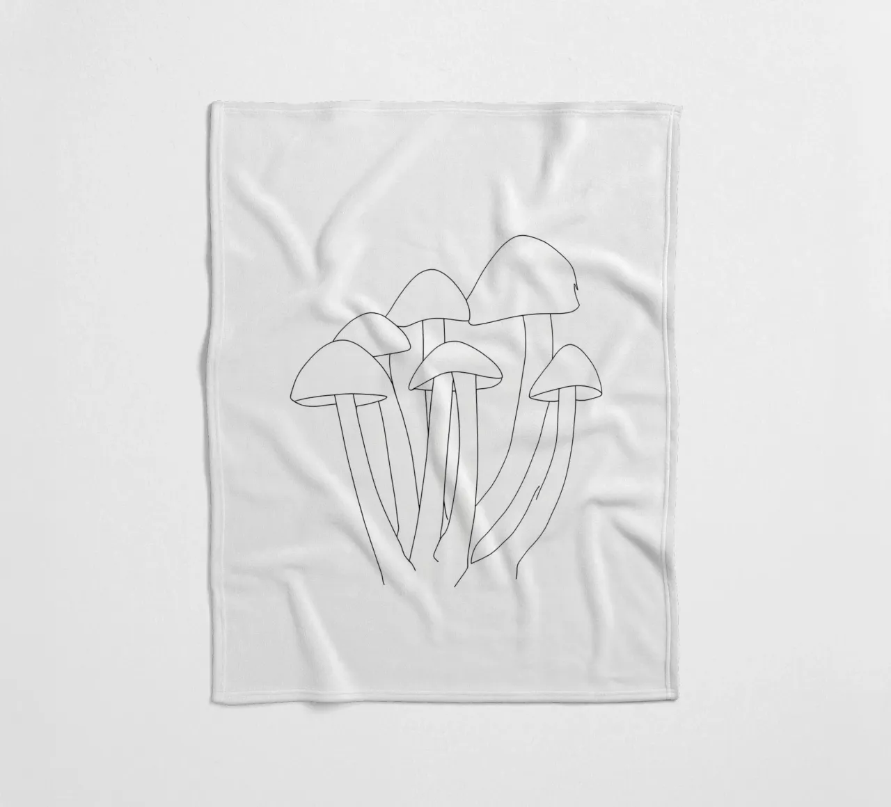 Funghi Line Art minimalista coperta in pile da Viv Line Art