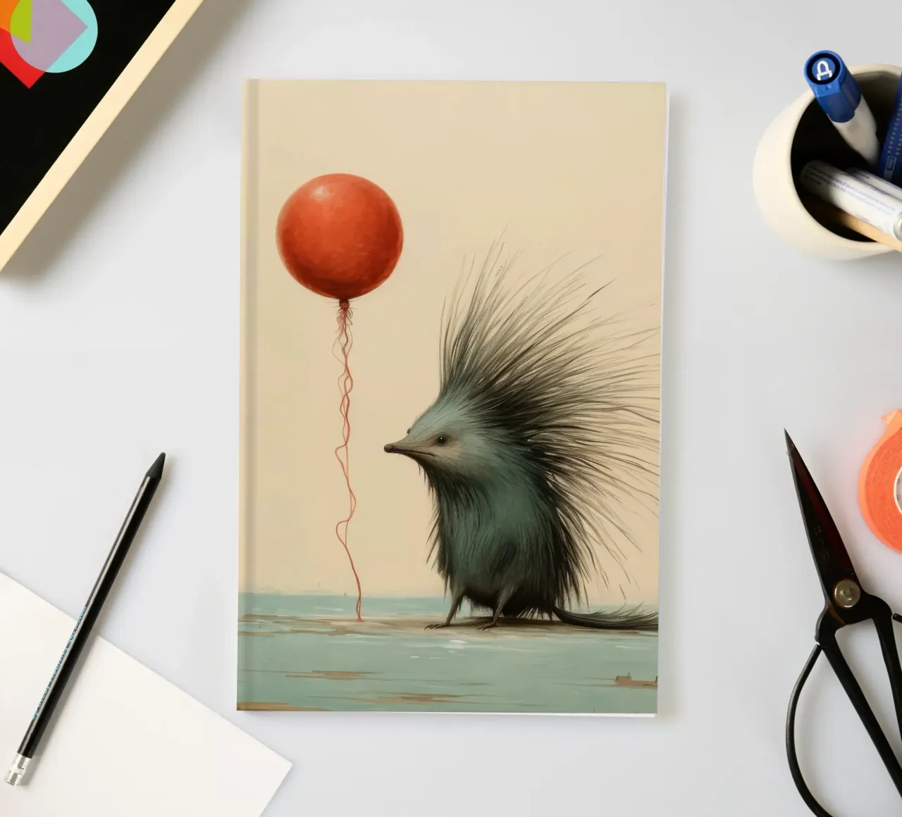 Minimal Porcupine 1 notebook by Minimal Animal Art