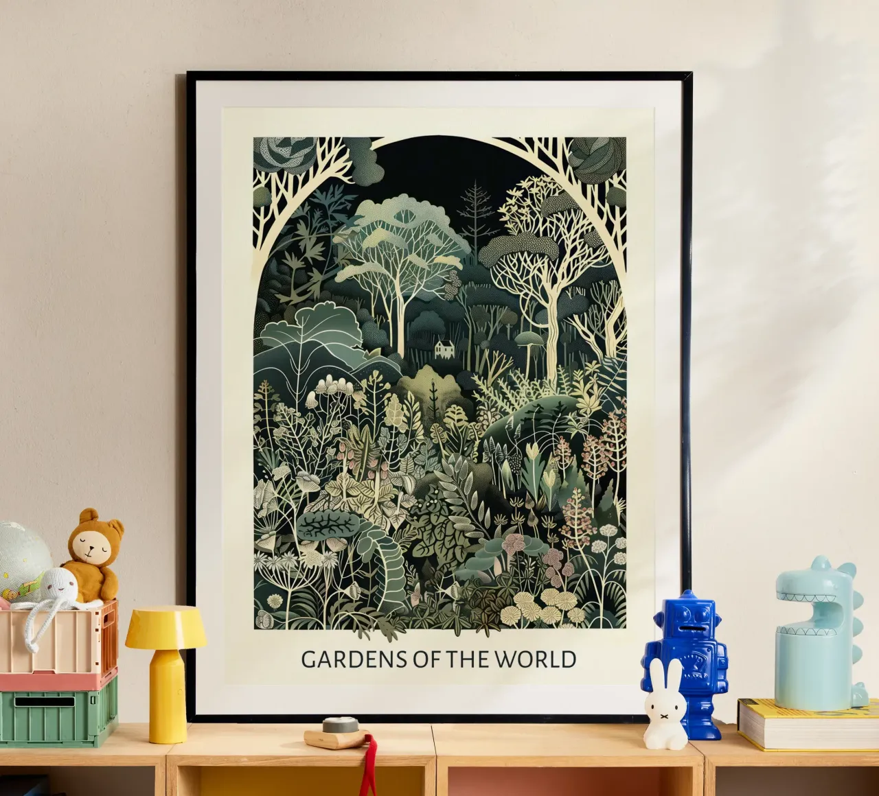 Giardini del mondo, Vintage Art Nouveau, Botanica 3 poster con telaio in plastica da Peaches Art Prints