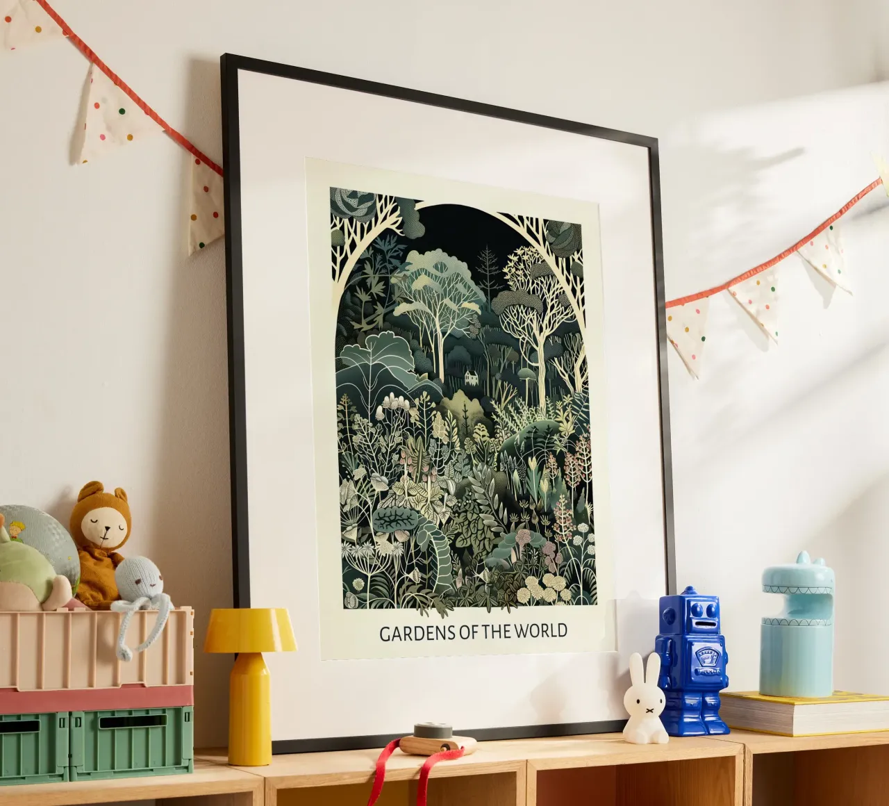 Giardini del mondo, Vintage Art Nouveau, Botanica 3 poster con telaio in plastica da Peaches Art Prints
