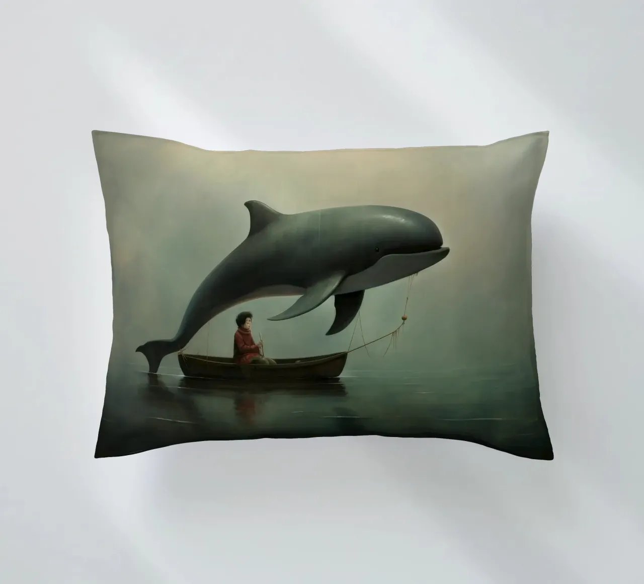 Minimal Porpoise 1 cuscino da Minimal Animal Art